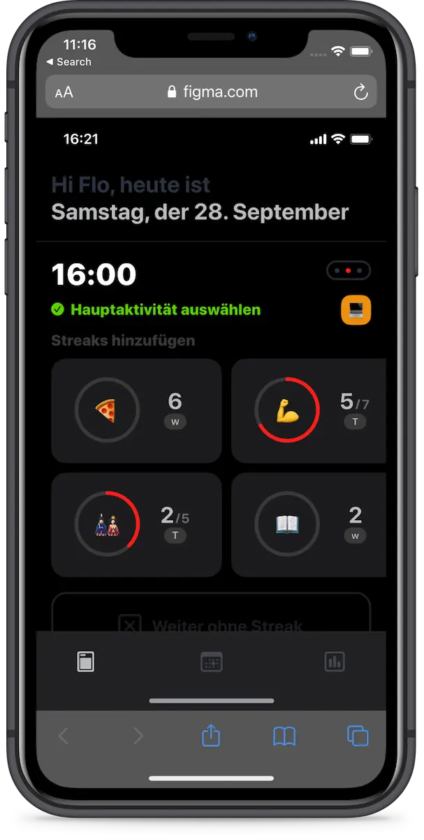 Figma Prototype viewed in Mobile Safari